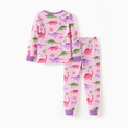 thumbnail image 3 of PatPat Pajama Set Toddler Girls Clothes 92% Cotton Snug Fit Pjs Long Sleeve Graphic Top & Pants 2 Piece Sleepwear Sets, Pink & Purple, 5T, 3 of 6