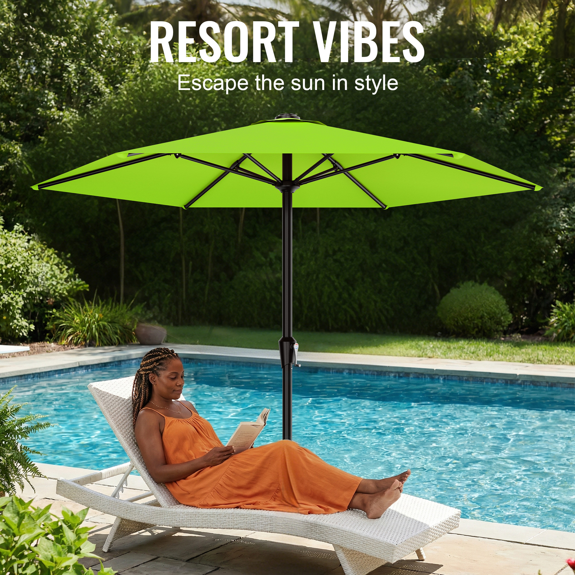 Easthome 9 Ft Patio Umbrella With Crank, Apple Green photo 2