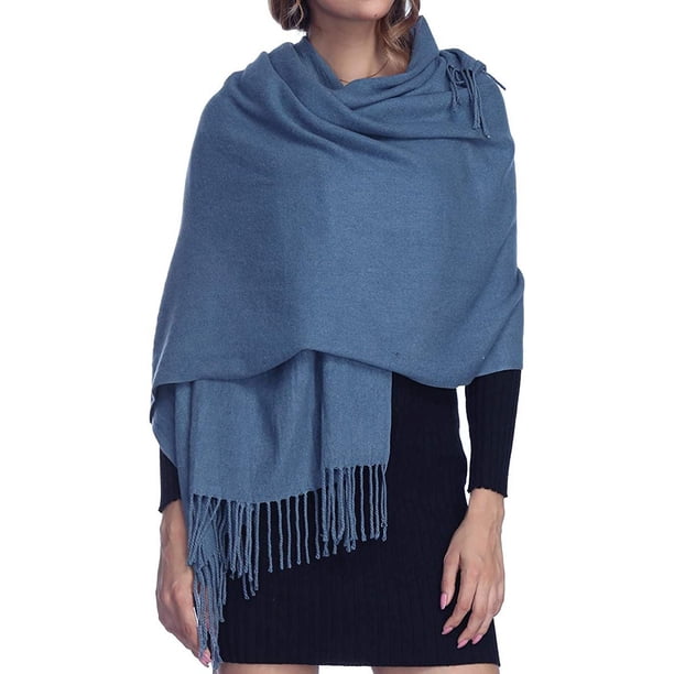 Bufanda gruesa y suave de lana de cachemira para mujer - Estola cálida de color sólido Adepaton WMPH-1400-2