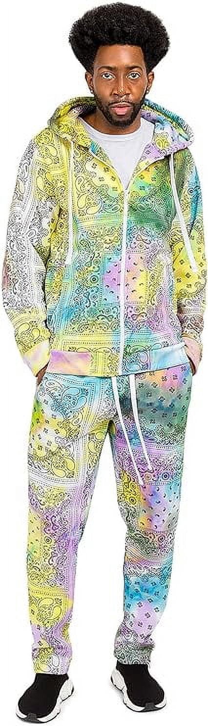 G-Style USA Men's Tie Dye Bandana Fleece Tracksuit Set - Zipper Hoodie  Jacket and Sweatpants ST857 - Pastel - Small - H8I - Walmart Business  Supplies