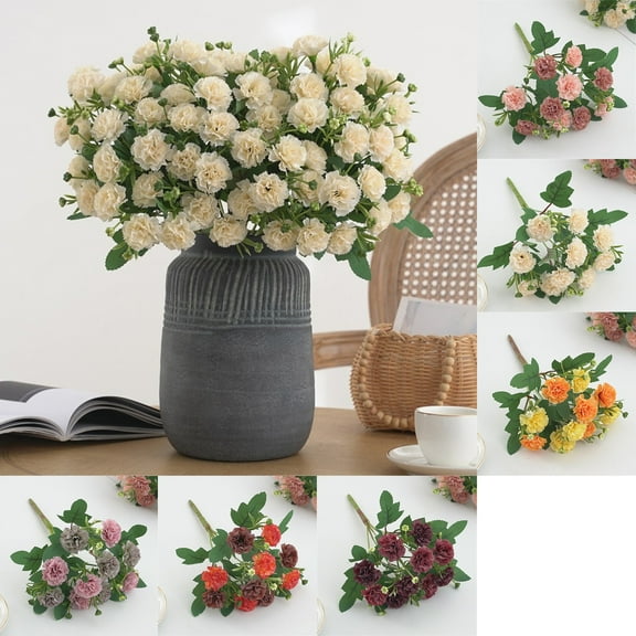 Kbndieu Artificial Fake Flowers Plastic Hydrangea Carnation for Wedding Centerpieces Bridal Bouquets DIY Floral Decor Silk Faux Flowers Arrangements for Indoor Outdoor Garden Home Farmhouse