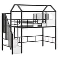 thumbnail image 6 of Hassch Metal Loft Bed with Storage Staircase, House Shaped Design with Roof and Window, Twin Size, Black and White, 6 of 8