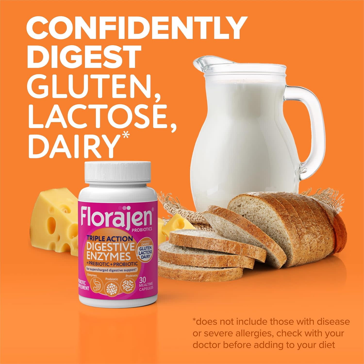 Florajen, Digestive Enzymes, 30 Capsules, Probiotics and