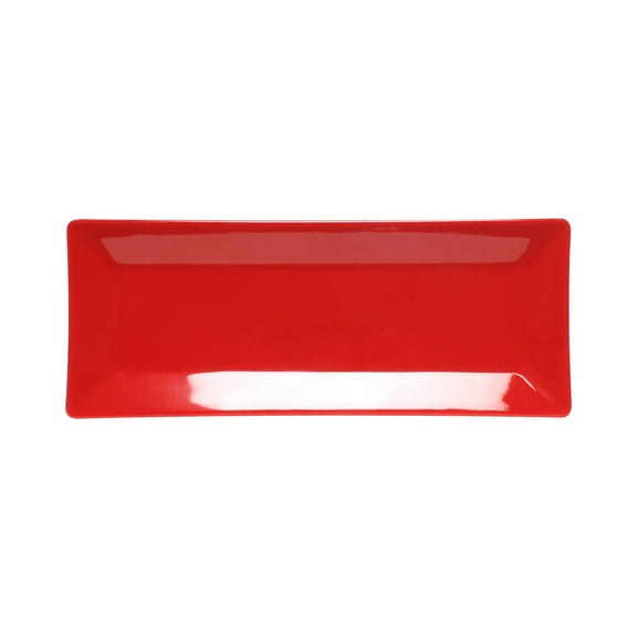 Excellante 10 1/4" X 4" Plate, 1" Deep, Pure Red Extra Heavy Weight Melamine Dinnerware Collection, Comes in Dozen