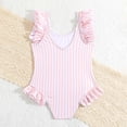 thumbnail image 5 of BOOMNY Toddler Girls One Peice Swimsuits Sleeveless Bathing Suit for Kids Striped Lightweight Cozy Summer Beach Vacation Swimwear, 5 of 9
