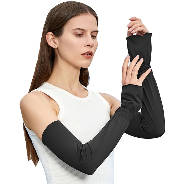 RXMEKW Manches de Protection Solaire pour Femmes, Housses de Bras en Polyester Longueur Quart pour Cyclisme Extérieur, Solide