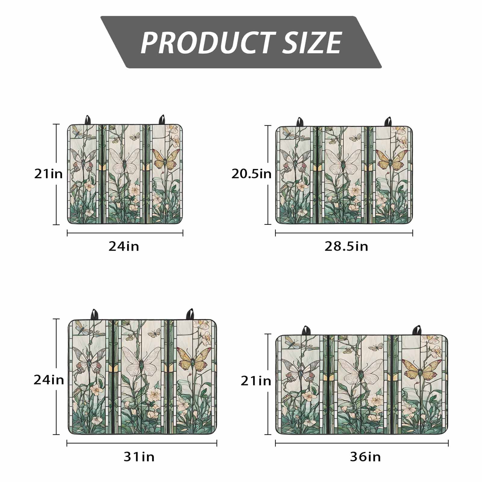 Retro Butterfly Stove Top Cover for Electric Stove, Heat-proof & Non Slip Glass Top Stove Cover Protector, Green Spring Floral Botanical Kitchen Flat Cooktop Rubber Mat 24x21 Inches