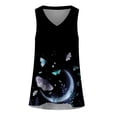 thumbnail image 3 of gakvbuo Summer Plus Size Tank Top for Women Summer Tops Dressy Casual Trendy V Neck T Shirts Rolled Sleeveness Tie Dye Gradient Printed Side Split Vest Blouse Tee, 3 of 3
