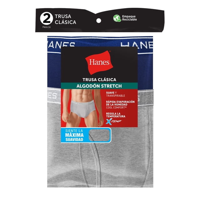 Trusa Hanes para Hombre, Algodón Stretch Multicolor Talla M 2 Piezas