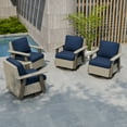 thumbnail image 3 of COOS BAY Rustic Hideaway 4 PCS Outdoor Swivel Rocker, Patio Wicker Rocking Chair for Patio, Outdoor Balcony, Beige/Dark Blue, 3 of 10