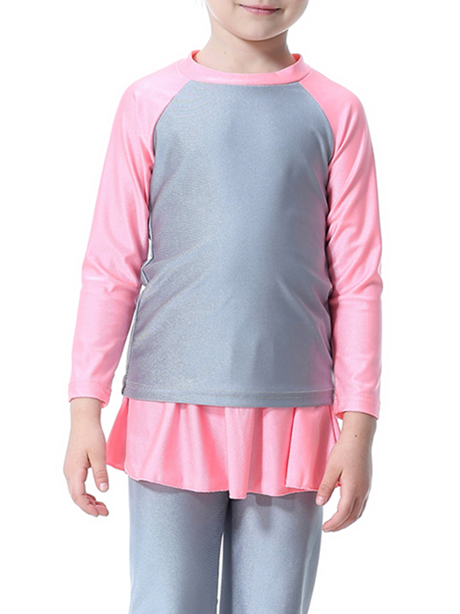 OwlFay Mu Swimsuit For Girls Kid Modest Full Cover Hijab Burkini Islamic Top Pants Cap Costume 3Pcs Set