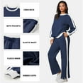 thumbnail image 3 of SHEWIN Womens Sweatsuits 2 Piece Set Fleece Lined Outfits Crew Neck Colorblock Long Sleeve Sweatshirt Jogger Pants Tracksuit Set with Pockets, 3 of 9
