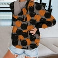 thumbnail image 3 of Chandail en Molleton Chat Citrouille Pull Col Rond Halloween pour Femmes Manches Longues Décontracté Ample, 3 of 7