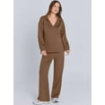 thumbnail image 6 of Women 2 Piece Outfits 2025 Fall Fashion Wide Leg Pants Lounge Set Leisure Travel Vacation Sweatsuits Brown M, 6 of 9