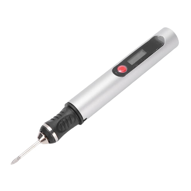 Nail Polish Machine, Electric Engraving Pen Rechargeable Multifunctional 30 Bits LCD Display for Home and Professional Use Silver,Rose Gold,Blue,Yellow