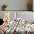 thumbnail image 3 of Floral Soft Flannel Fleece Blanket, Spring Season Flowers Leaves Pastel Watercolors Hand Painted Vintage Romantic, Cozy Plush for Indoor and Outdoor Use, 50" x 60", Pink Purple Green, by Ambesonne, 3 of 5