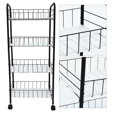FRCOLOR Bathroom Storage Rack Movable Storage Shelf 36.5X27X84CM Black