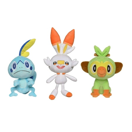 Pokemon Plush 3 Piece Bundle - Galar Region 8" Scorbunny, Grookey & Sobble Plush Dolls | Officially Licensed