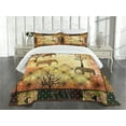 thumbnail image 3 of Ambesonne African Quilted Bedspread Set 3 Pcs, Grunge Elephants Roses, Queen Size, Multicolor, 3 of 5