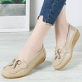 thumbnail image 2 of Mepaouo Women's Slip ons Low Wedges Leather Casual Loafer Shoes Nurse Work Walking Shoes(Beige,8.5), 2 of 5