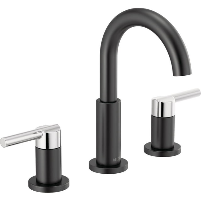 Delta Faucet Nicoli Grifo De Baño Generalizado 3 Orificios Negro/Cromo Grifo De Baño Grifo De Lavabo De Baño Grifo De Baño De 2 Manijas Grifo De Baño Conjunto De Drenaje Negro Mate/Cromo 35749Lf-Cs