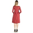 thumbnail image 3 of 24seven Comfort Apparel Long Sleeve Fit and Flare Maternity Midi Dress, 3 of 4
