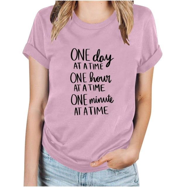 Fiudx Liquidación de Ahorros de Verano Tops con Estampado de Moda para Mujer, Blusa de Manga Corta, Camisetas Divertidas con Cuello Redondo