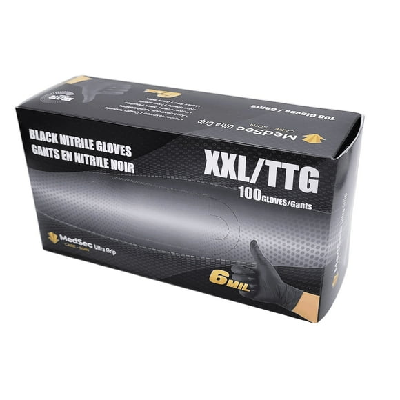 Ultra Grip powder-free black nitrile gloves, XX-Large, 2x100/bx