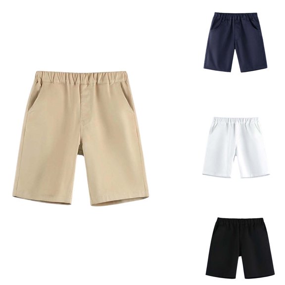 Boys Shorts Stretch Twill Flat Front Pull On Chino Shorts for Boys Casual Uniform Golf Short
