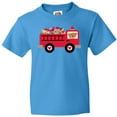 thumbnail image 3 of Inktastic Valentine Fire Truck Heart Bear Youth T-Shirt, 3 of 5