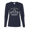thumbnail image 2 of Wild Bobby, Life Is Better At The Lake, Women Graphic Long Sleeve Tee, Navy, Medium, 2 of 4