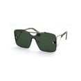 thumbnail image 2 of Womens Shield Oversize Mobster Rimless Flat Top Bridge Sunglasses Silver Solid Green, 2 of 4