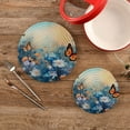 thumbnail image 2 of FREEAMG Butterflies and Flowers Trivets Pot Holders Set of 2 Decoration Potholders for Kitchens Pure Cotton Thread Weave Trivets,Hot Pads for Kitchens,Coasters,Placemats,Spoon, 2 of 7