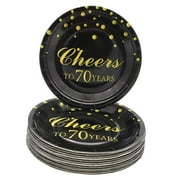 FREEAMG 70th Birthday Party Pack, 50 Count 7 Inch Decorative Dessert Plates for 70th Anniversary Party