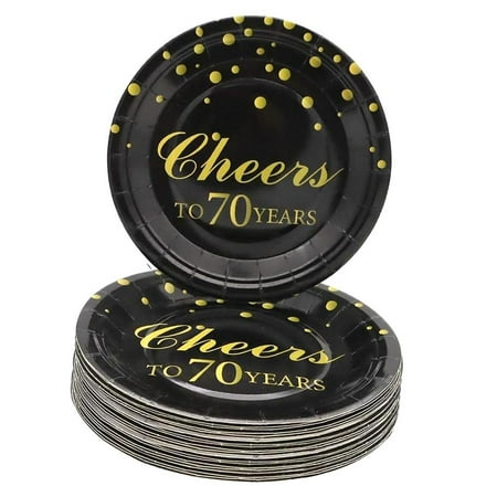 FREEAMG 70th Birthday Party Pack, 50 Count 7 Inch Decorative Dessert Plates for 70th Anniversary Party