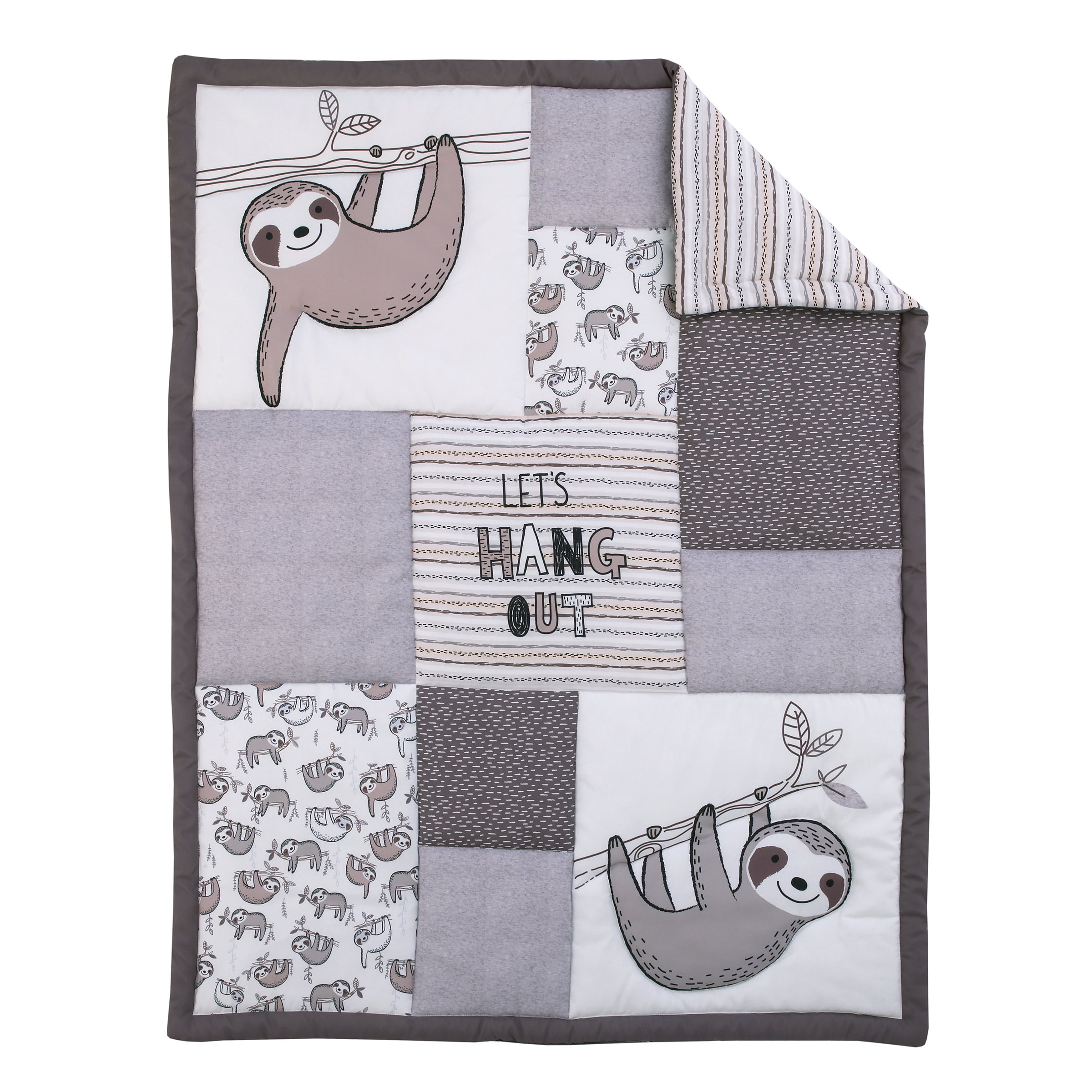 Little Love by NoJo Sloth Let's Hang Out Grey 3 Piece Crib Bedding Set