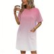 thumbnail image 2 of Mujeres Manga Corta Tops Impresión Casual Cuello Redondo Vendaje Vestido Falda de las Señoras, Vestido de Manga Corta para las Mujeres Primavera Verano Uso Diario, 2 of 6