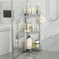thumbnail image 6 of Corner Shower Caddy Standing - 3-Tier Stainless Steel Shower Organizer with Soap Holder and 4 Hooks, Large Capacity Corner Shelf Stand for Bathroom, Rest Room, Silver, 6 of 15