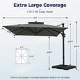 thumbnail image 7 of Alpha Joy 12x9ft Outdoor Patio Umbrella Large Rectangle Offset Cantilever Double Umbrella with 360°Rotation, Charcoal Gray, 7 of 7