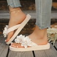 thumbnail image 3 of Rokment Flower Flip Flops for Women 2026 Boho Beach Summer Fashion Casual Thongs Slip on Flat Sandals Travel Memory Foam Slides Slippers Vacation White Size 7, 3 of 6