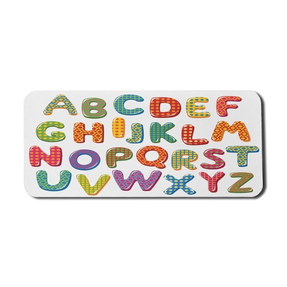 Alphabet Computer Mouse Pad, Pattern of Funny Letters in Cartoon Style Colorful Learning Themed Pattern, Rectangle Non-Slip Rubber Mousepad X-Large, 35" x 15" Gaming Size, Multicolor, by Ambesonne