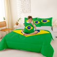 thumbnail image 4 of Manfei Brazil Flag 7-Piece King Bedding,World Travel Culture King Bed in a Bag,Green Yellow Blue,Light Gray Reversible, 4 of 7