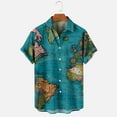 thumbnail image 5 of Hawaiian Shirt for Men Casual Button Down Short Sleeve Unisex Beach Shirts Fashion World Map Print Summer Tops, 5 of 5