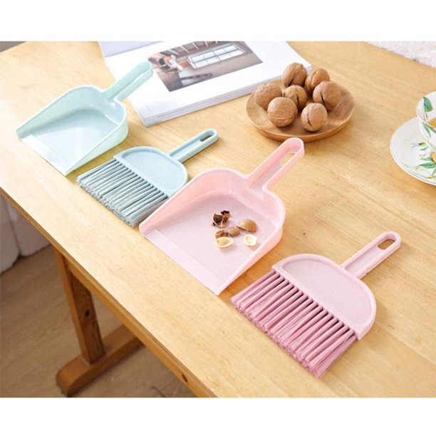 Juego de mini recogedor, herramienta de limpieza multifuncional, con recogedor y cepillo, mini recogedor de cocina para el hogar, paño de limpieza de forro polar de coral (polvo, paquete de 2)