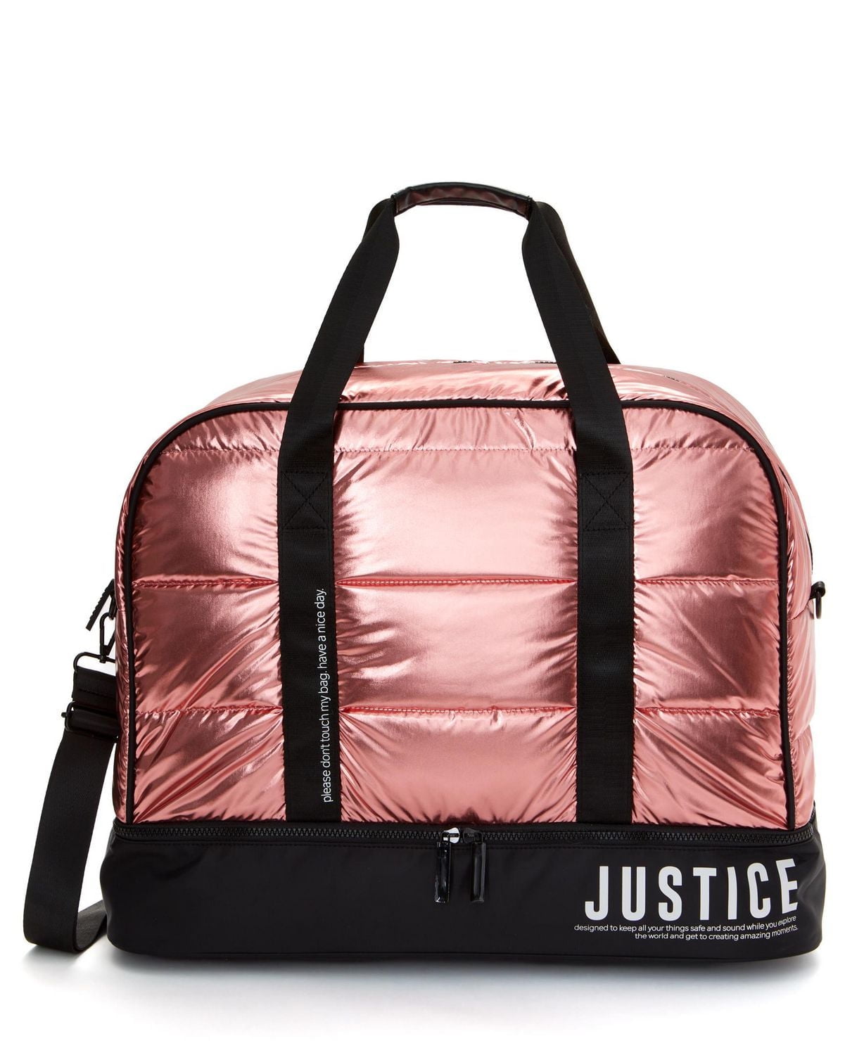 Justice Color Blocked Duffel Bouffante en nylon brillant