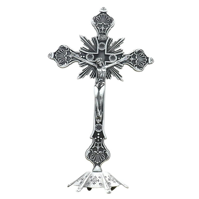 Crucifix with Stand Sculpture Catholic Jesus Cross Statue Collection Table Cross