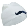 thumbnail image 4 of Mustache Embroidered Short Beanie - White OSFM, 4 of 5