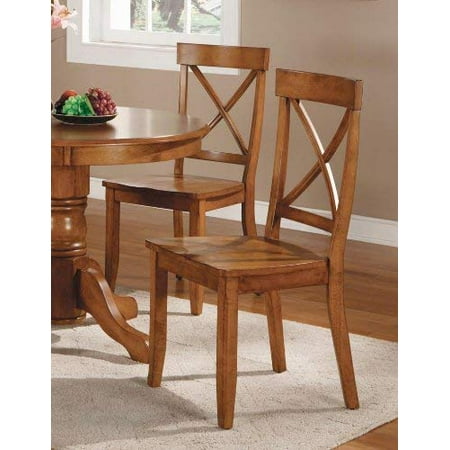Dining Chair in Oak Finish - Set of 2 - Walmart.com - Walmart.com