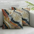 thumbnail image 3 of Nawypu  Marble Print Pillow Cushion Cover Pack of Surreal Onyx Stone Surface Pattern Pale Blue Details Picture, Decorative Square Accent Pillow Case, Cinnamon Beige Tan, 3 of 5