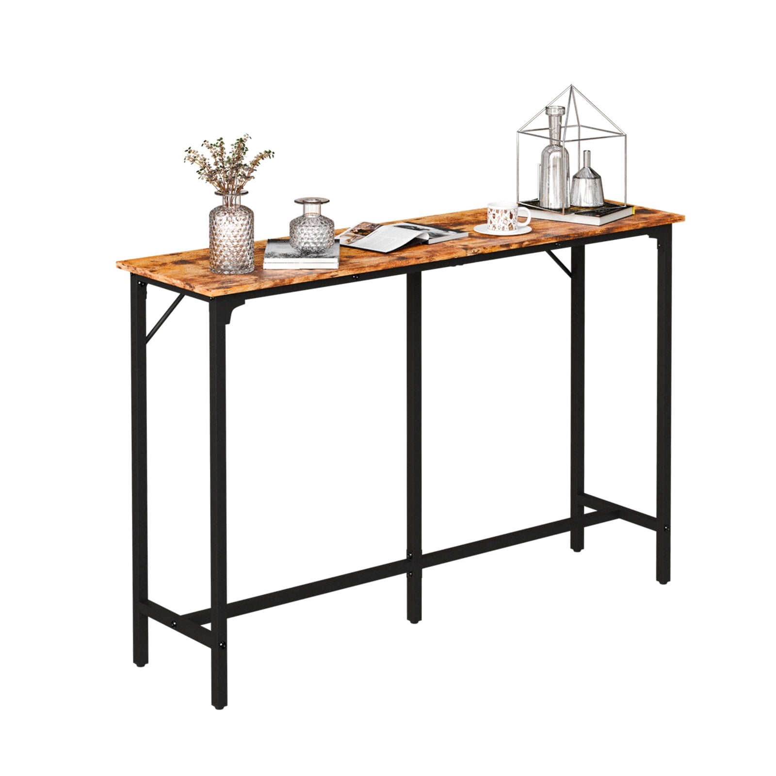 Ktaxon Modern Pub Dining Table for 4 People, 55" Long Bar Table Rectangle for Home, Brown (Only Table)
